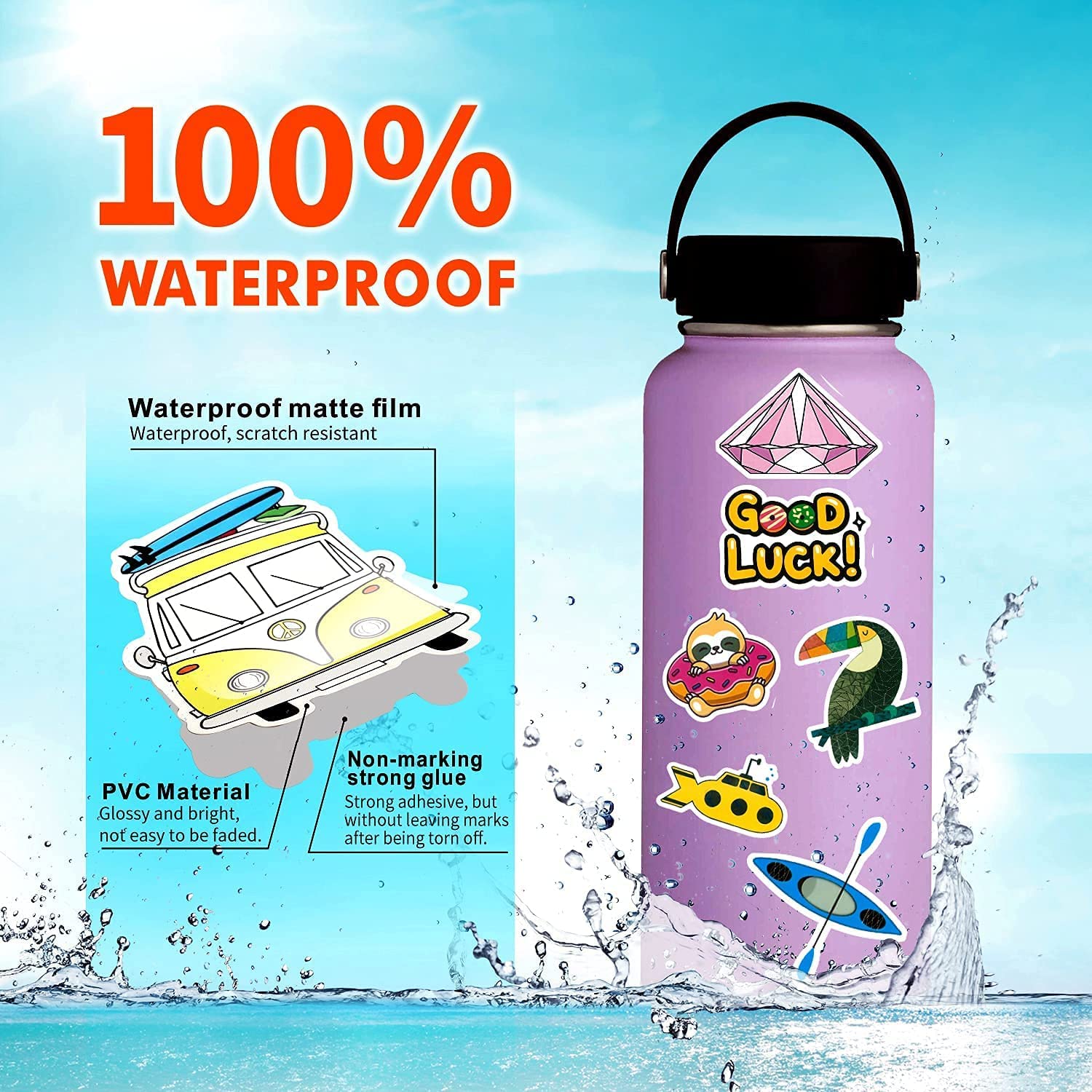 Vinyl Waterproof Stickers For Water Bottles